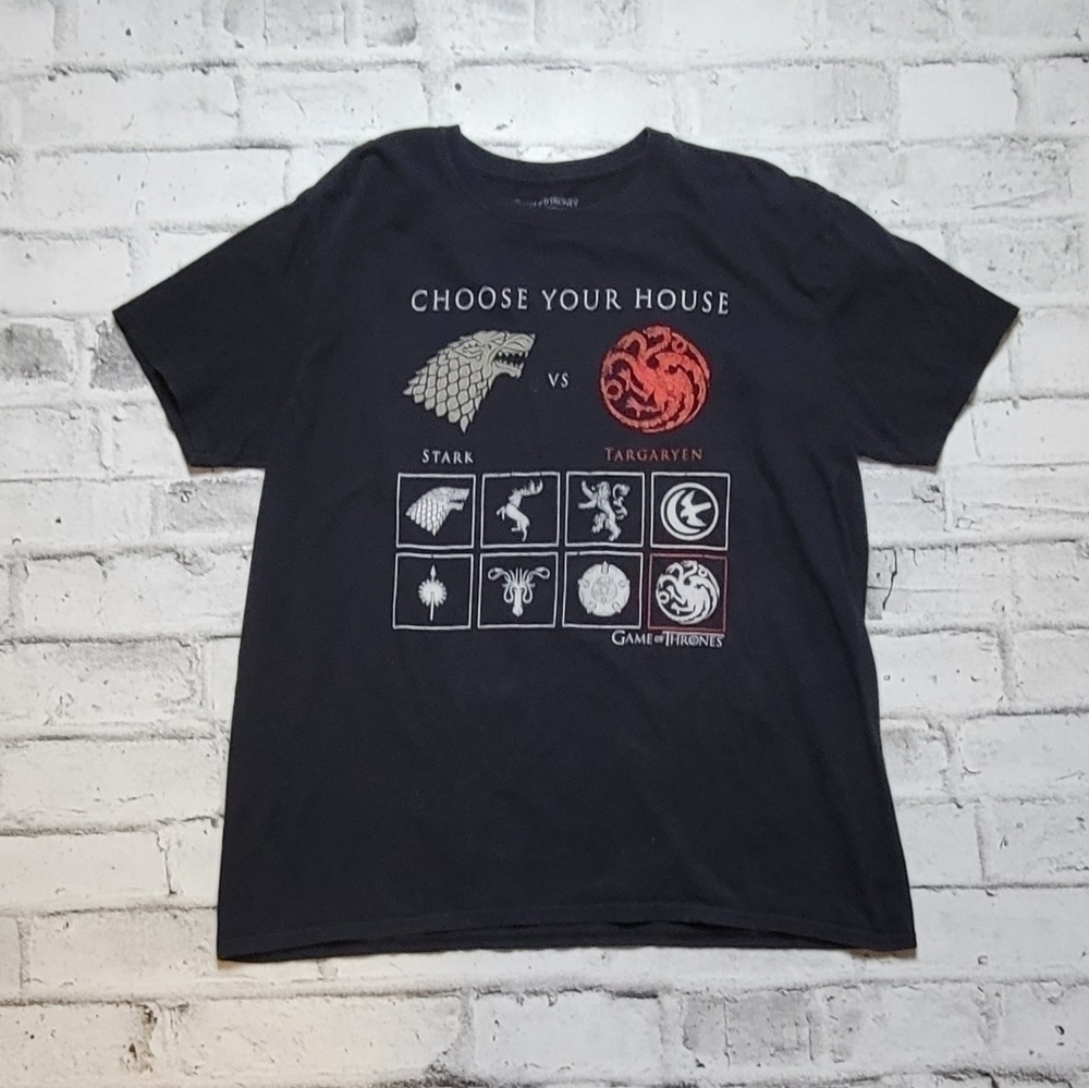 Game of Thrones Choose Your House Black Graphic T-Shirt Men’s XL